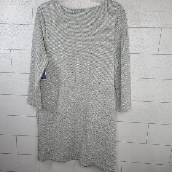 Nicole Miller New York Dress Gray Large 3/4 Sleeve Pockets Stretch Knit Short - Picture 6 of 8